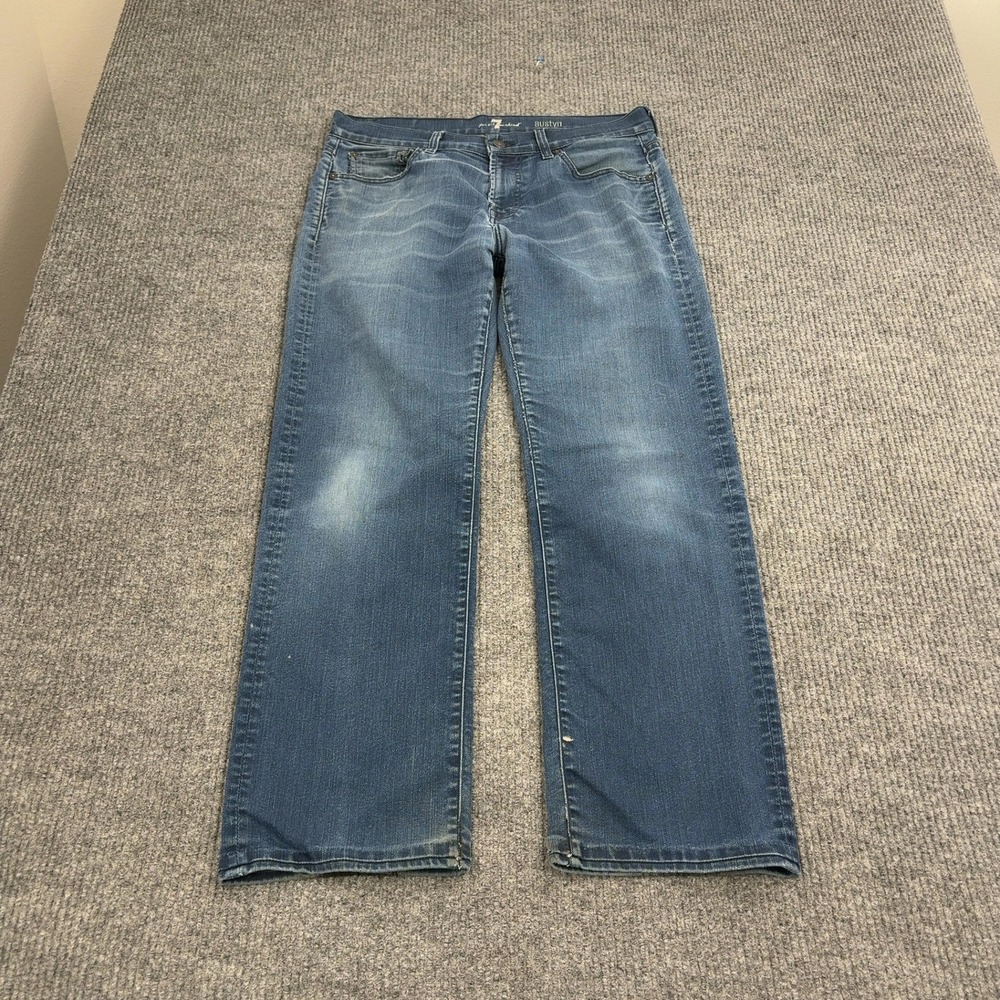 7 For All Mankind Austyn Jeans Mens 33 Blue Cotton Relaxed Straight Casual